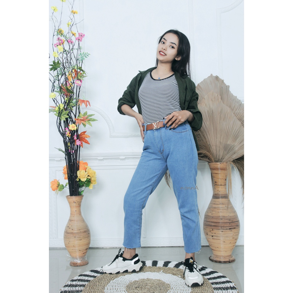 CELANA BOYFRIEND JEANS WANITA RAWIS// CELANA JEANS BOYFRIEND SUWIR//CELANA JEANS WANITA//CELANA JEANS TERBARU High Waist