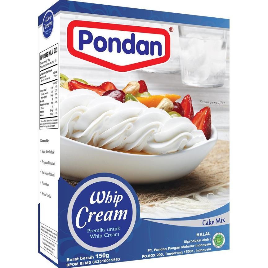 

Pondan Whip Cream / Cream Powder / Krim Kocok Bubuk 150gr Box