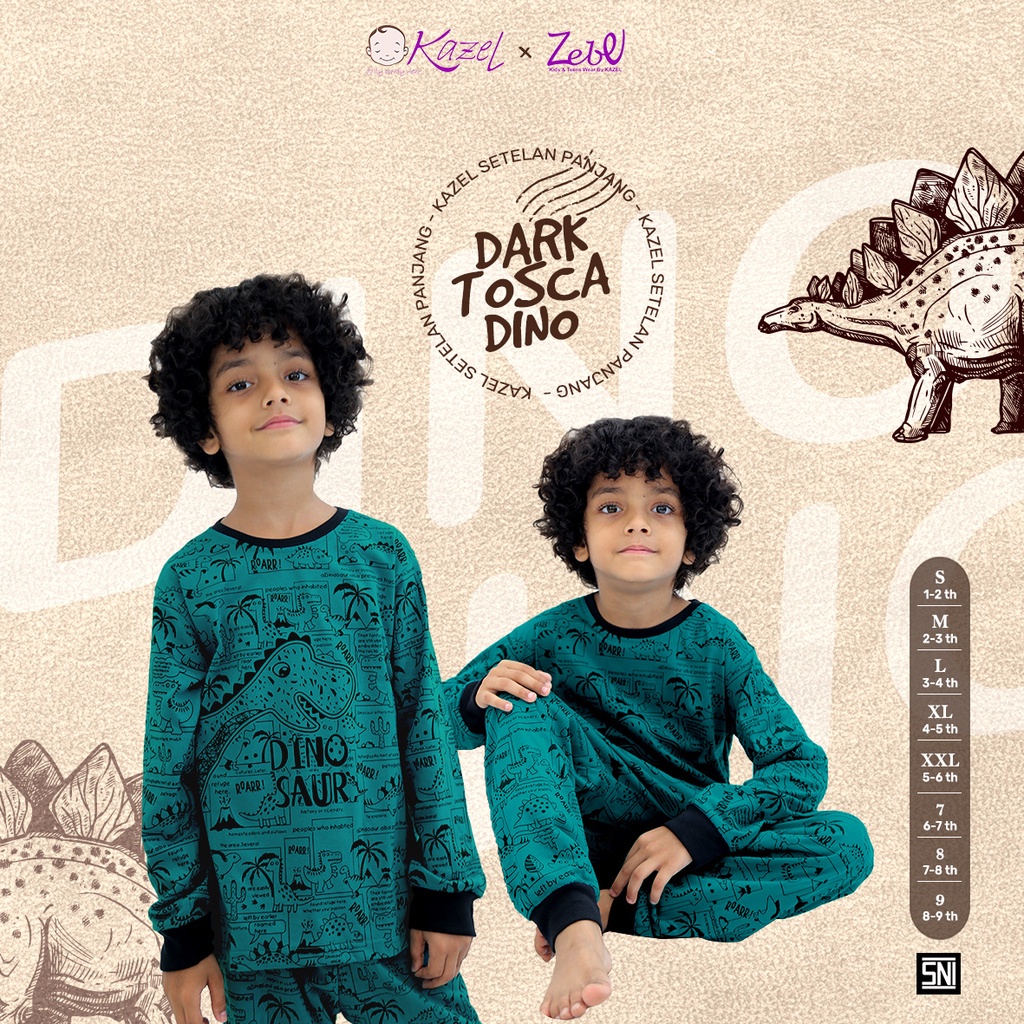 1stel Kazel Piyama Boy Motif Big Size S/M/L/XL/XXL/7/8/9/10/11/12 Untuk Baby-12 Tahun - Setelan Panjang Anak / Baju Tidur Anak