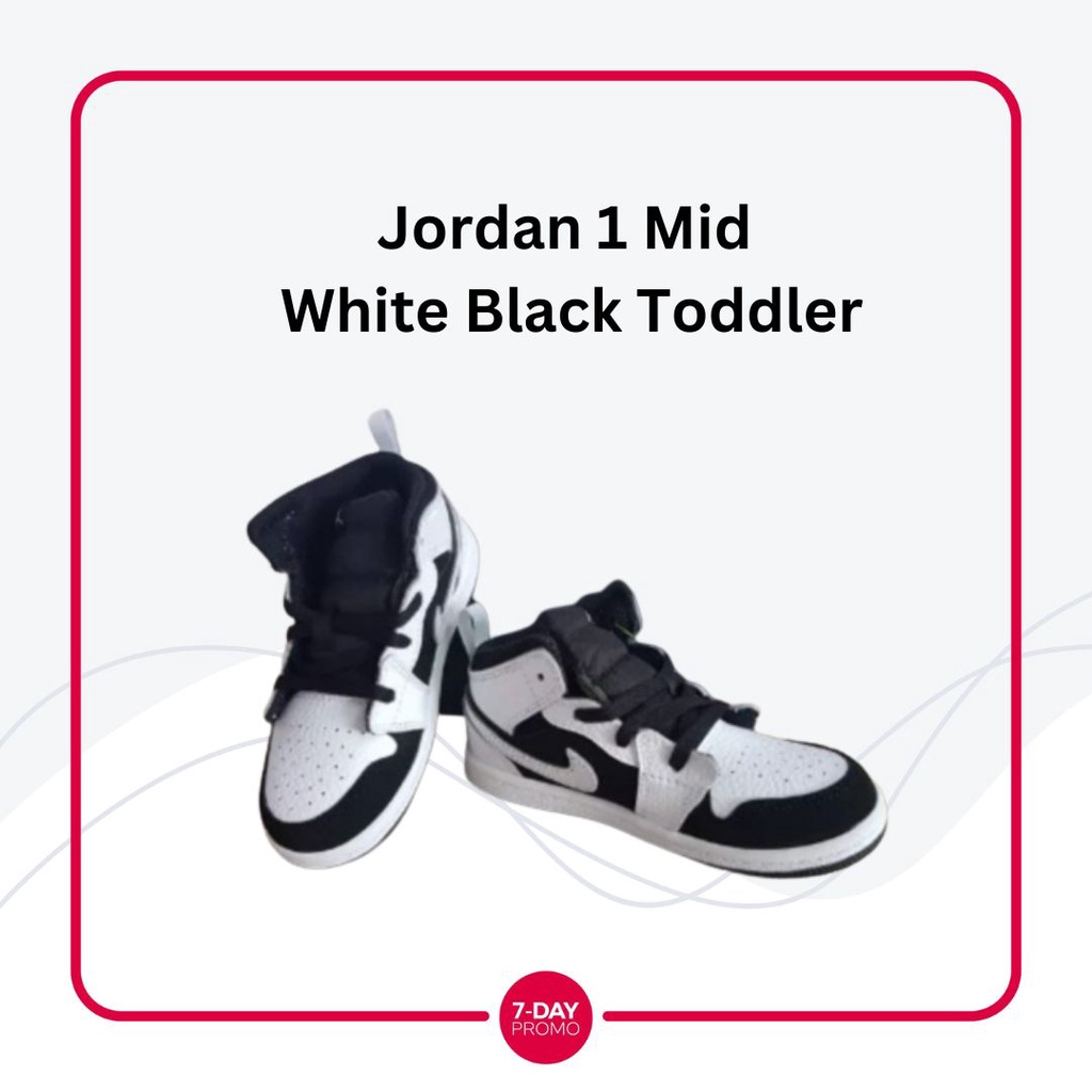 *READY STOCK* Jordan 1 Mid White Black Toddler