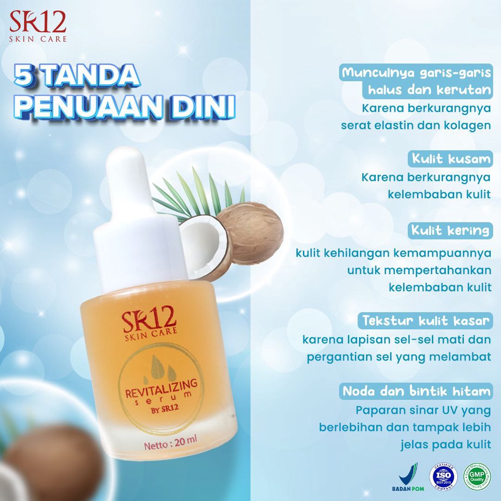 SR12 SERUM REVITALIZING ATASI BOPENG , BEKAS JERAWAT &amp; MATA PANDA / SERUM WAJAH KOLAGEN BPOM