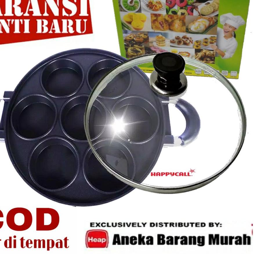 ♗ HAPPY CALL Cetakan Kue martabak mini 7 lubang datar loyang lumpur teplon anti lengket ☼
