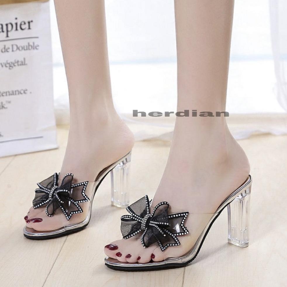 MURAH herdian noval 07 pita sandal heels wanita hak kaca