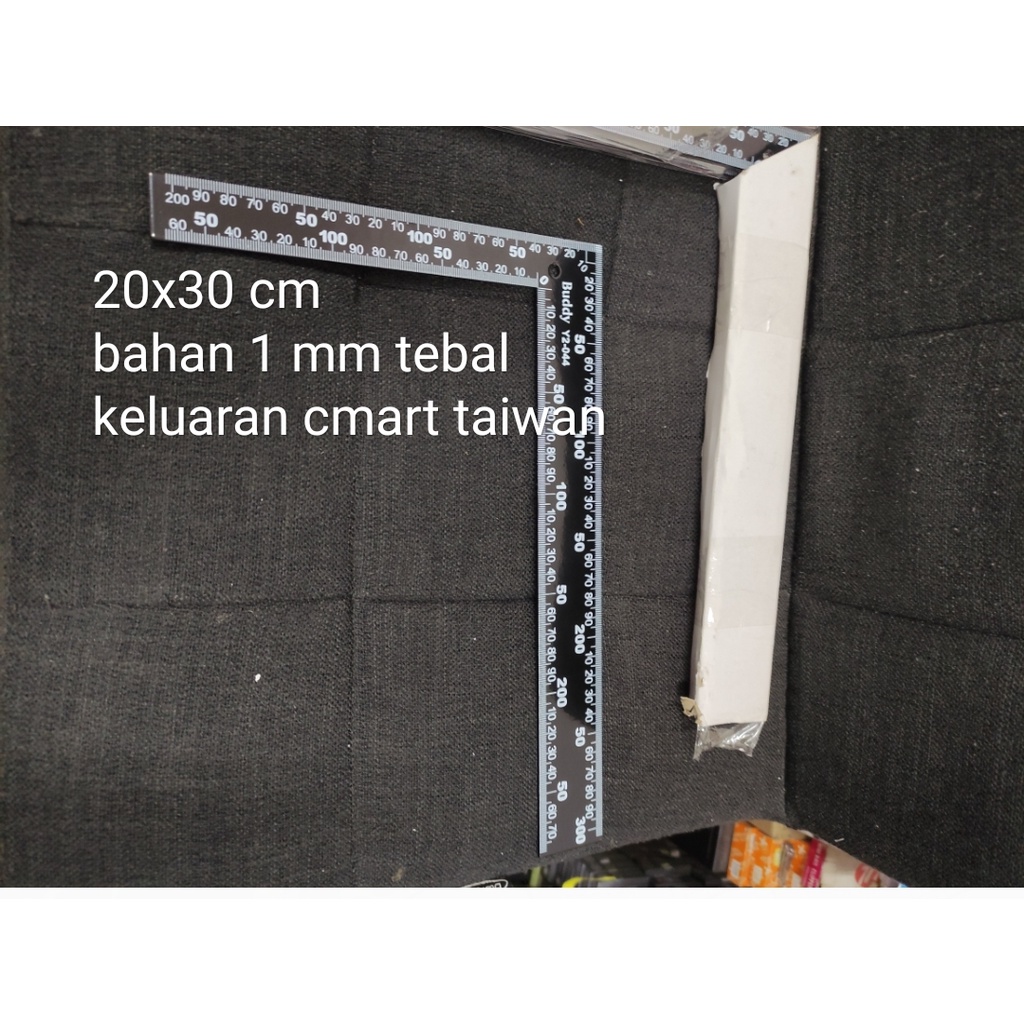 

black try square besi 1 mm tebal 20x30 cm cmart buddy taiwan penggaris siku tukang