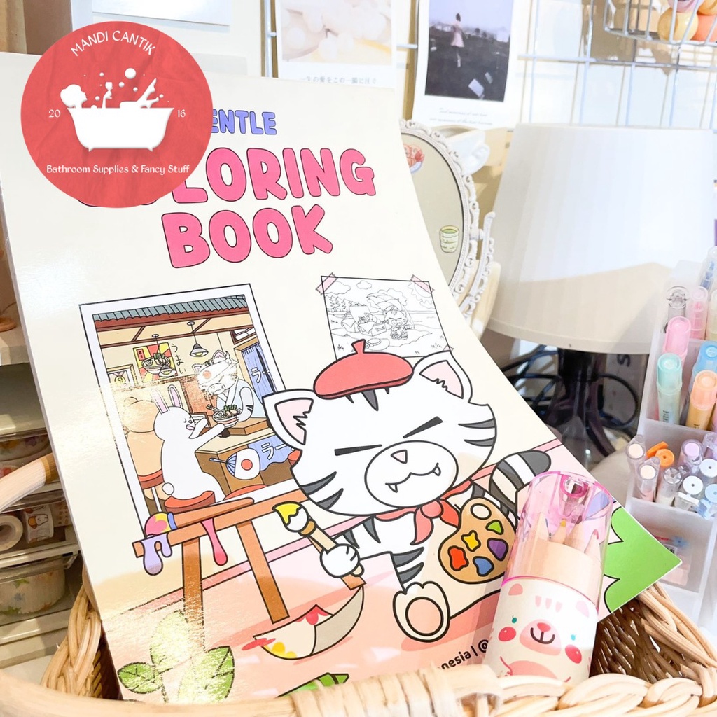 

Set Bundle Buku warna Centle dan Pensil warna 12 pcs dengan rautan pencil color drawing coloroing book