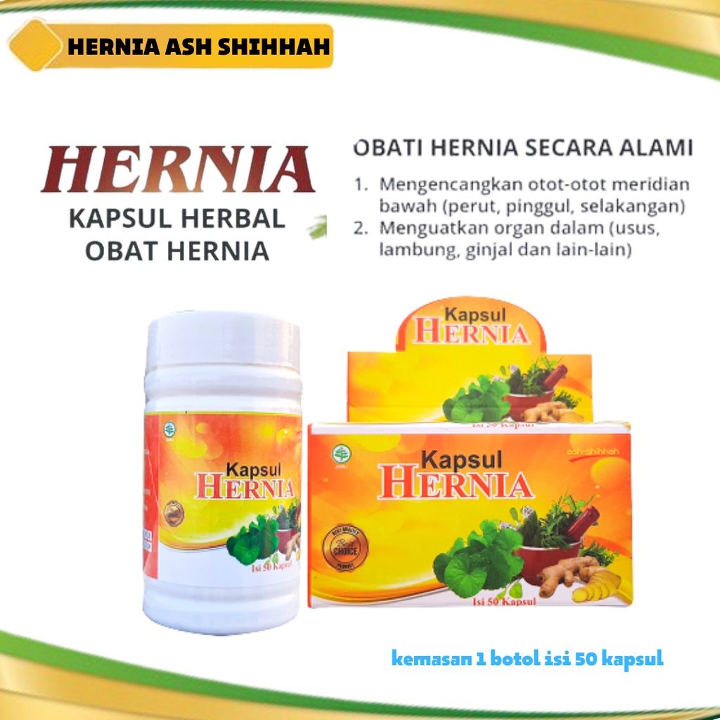 Kapsul Hernia 50 Kapsul - Obat Turun Berok Obat Hernia Obat Hidrokel Varikokel Buah Zakar Bengkak Sa