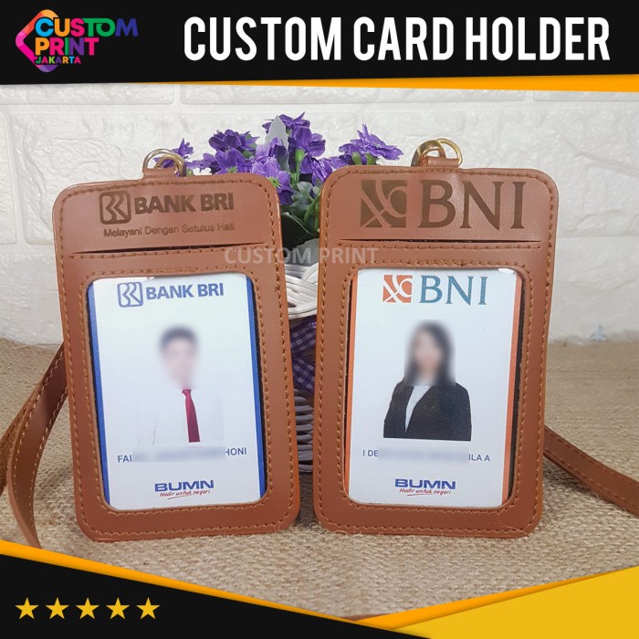 

Name Tag / Id Card Holder Kulit Tali Gantungan Custom Nama / Logo Peru Star Seller