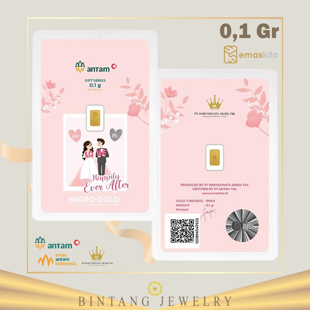 Mini Gold Wedding Pink 0,1 | 0,25 Gram Antam Hartadinata