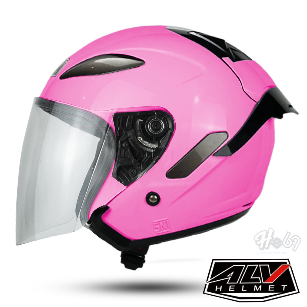 Helm Half Face ALV Polos Kaca Bening / Helm Pria Dan Wanita Dewasa SNI DOT COD