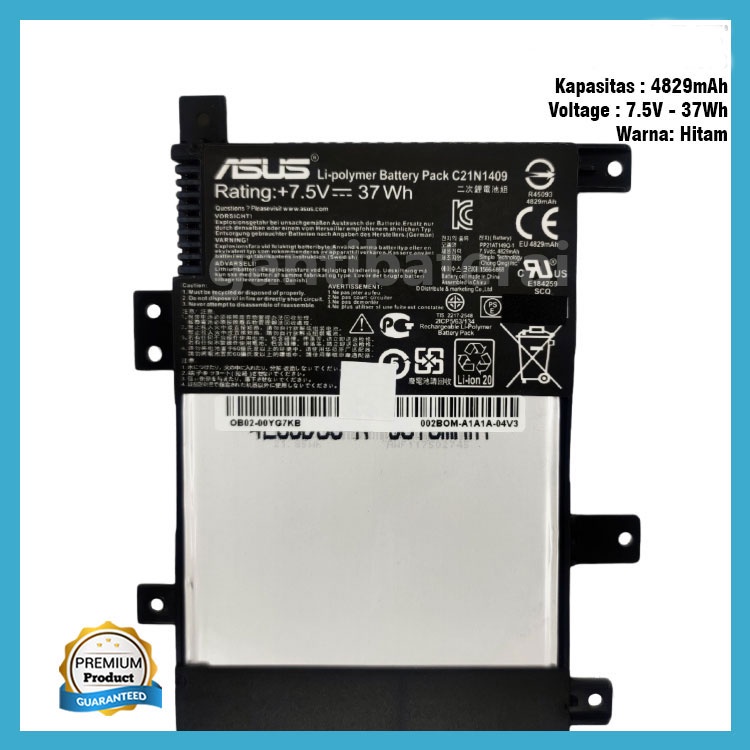 Baterai Asus A455 A455L A455LN A455LA A455LD A455LB A455LV X455 X455L C21N1409