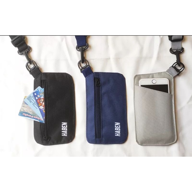 Tas Kalung Android - Dompet HP Universal di Leher- Hanging Wallet Canvas Pria Wanita