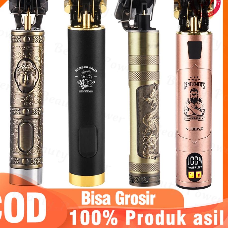 ✲ T9 Mesin Cukur Rambut Pria, Pemangkas Bulu Profesional 0Mm Dapat Diisi Ulang USB, Alat Ukir Jenggo
