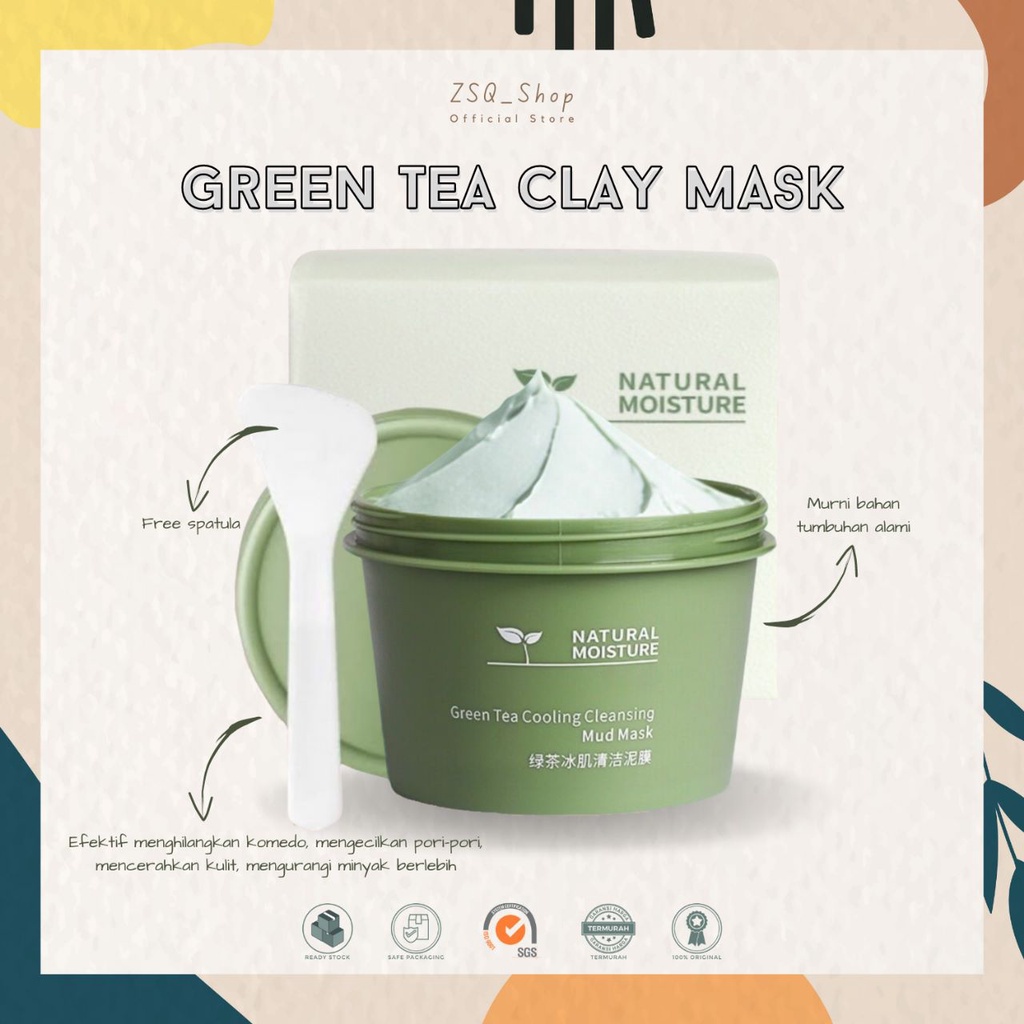 Mask Green Tea Clay Mask Masker Wajah Green Tea Pore Clean Clay Mask - 100gr