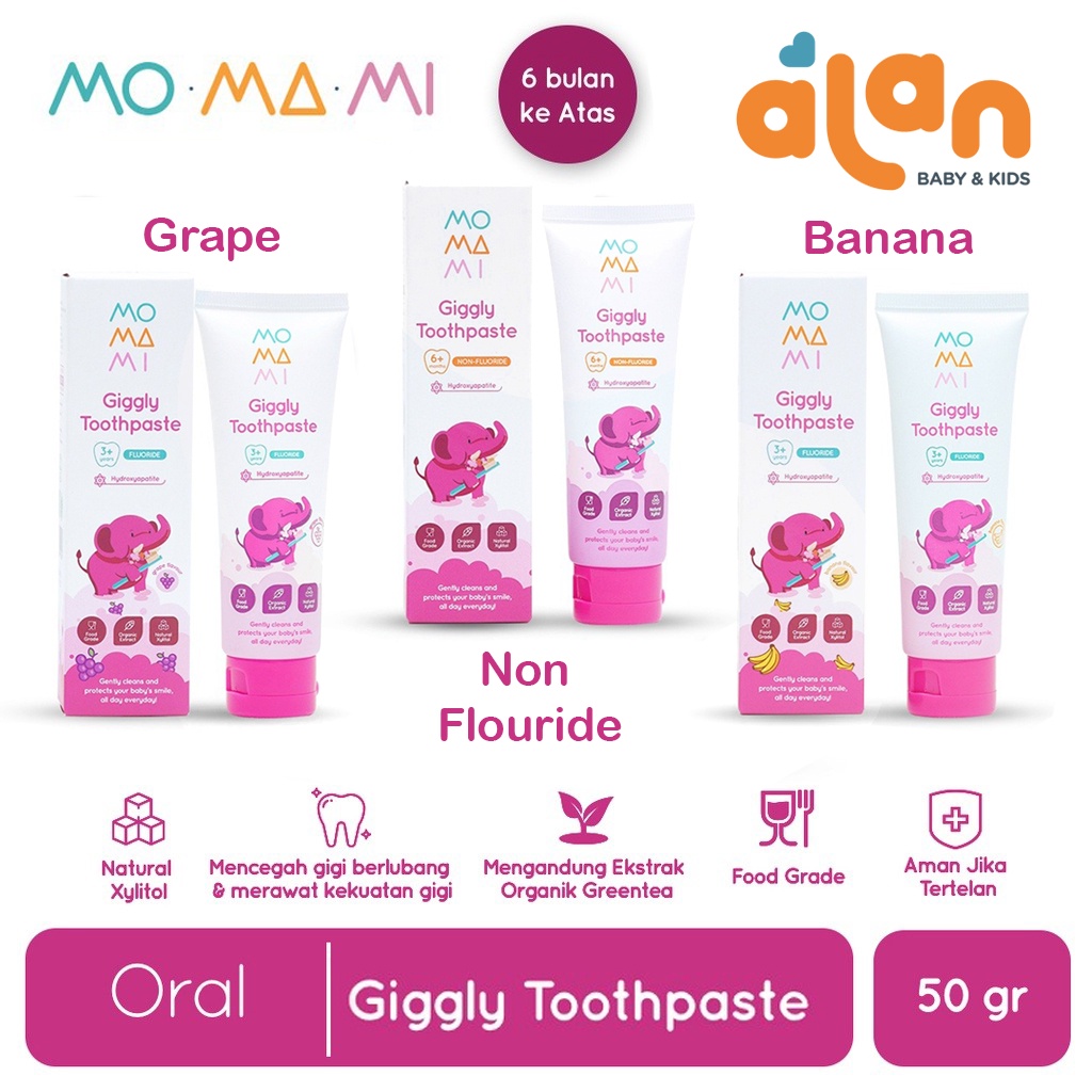 Momami Giggly Toothpaste 50gr - Pasta Gigi Anak