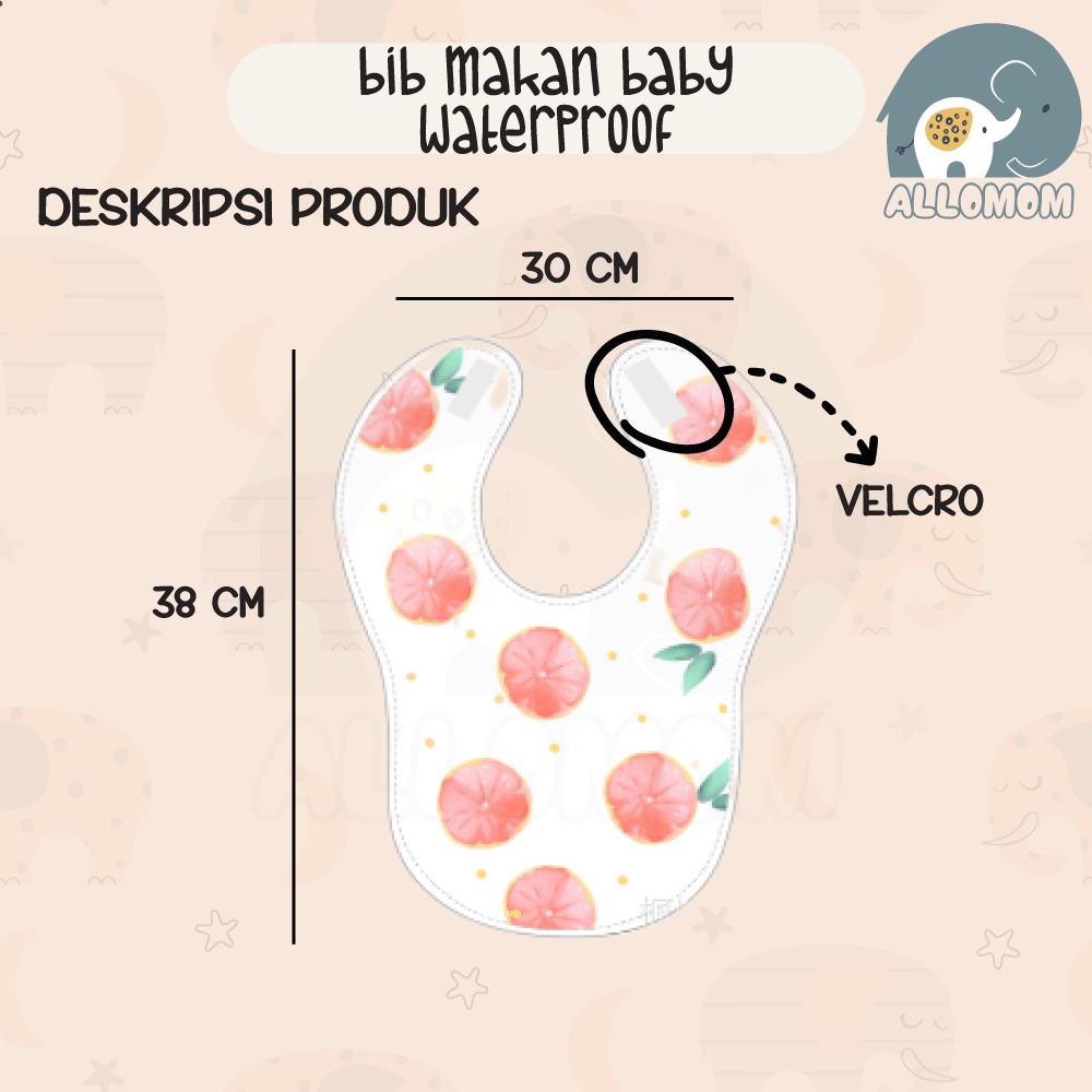 Tadah Iler Bayi / Slabber Makan / Bib Waterproof Anti Air Motif Lucu Newborn Baby