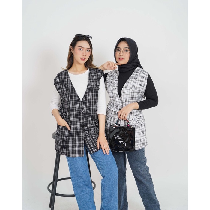 TERMURAH Ayuka Monochrome Vest Outer Wanita 2627 /VEST RAJUT/VEST WANITA/VEST PRIA/VEST VINTAGE/VEST