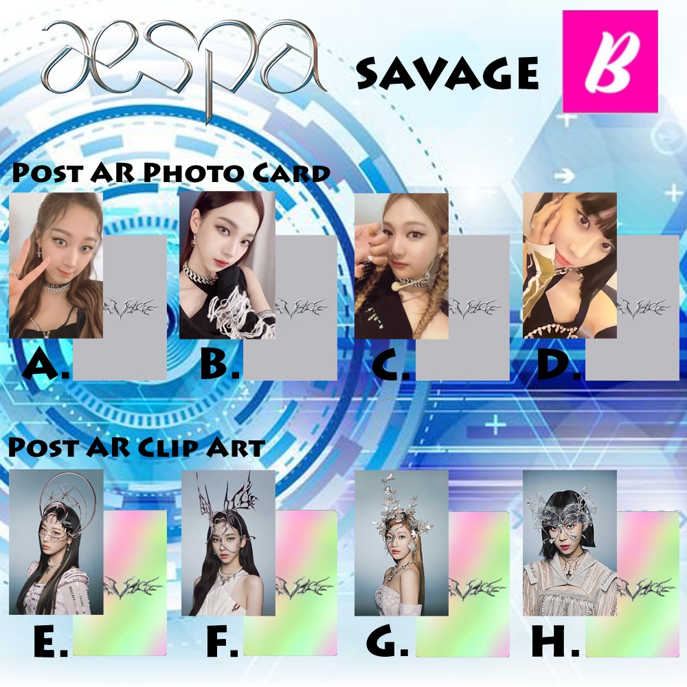 AESPA SAVAGE ALBUM [ISI 4PCS] POS AR PC CLIPCARD PHOTOCARD UNOFFICIAL