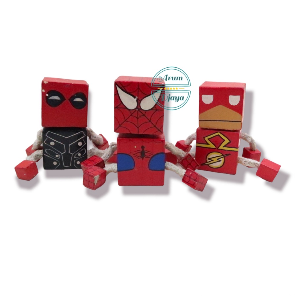 Boneka Kayu Boneka Karakter Boneka Superhero Kerajinan Kayu Mainan Anak TK