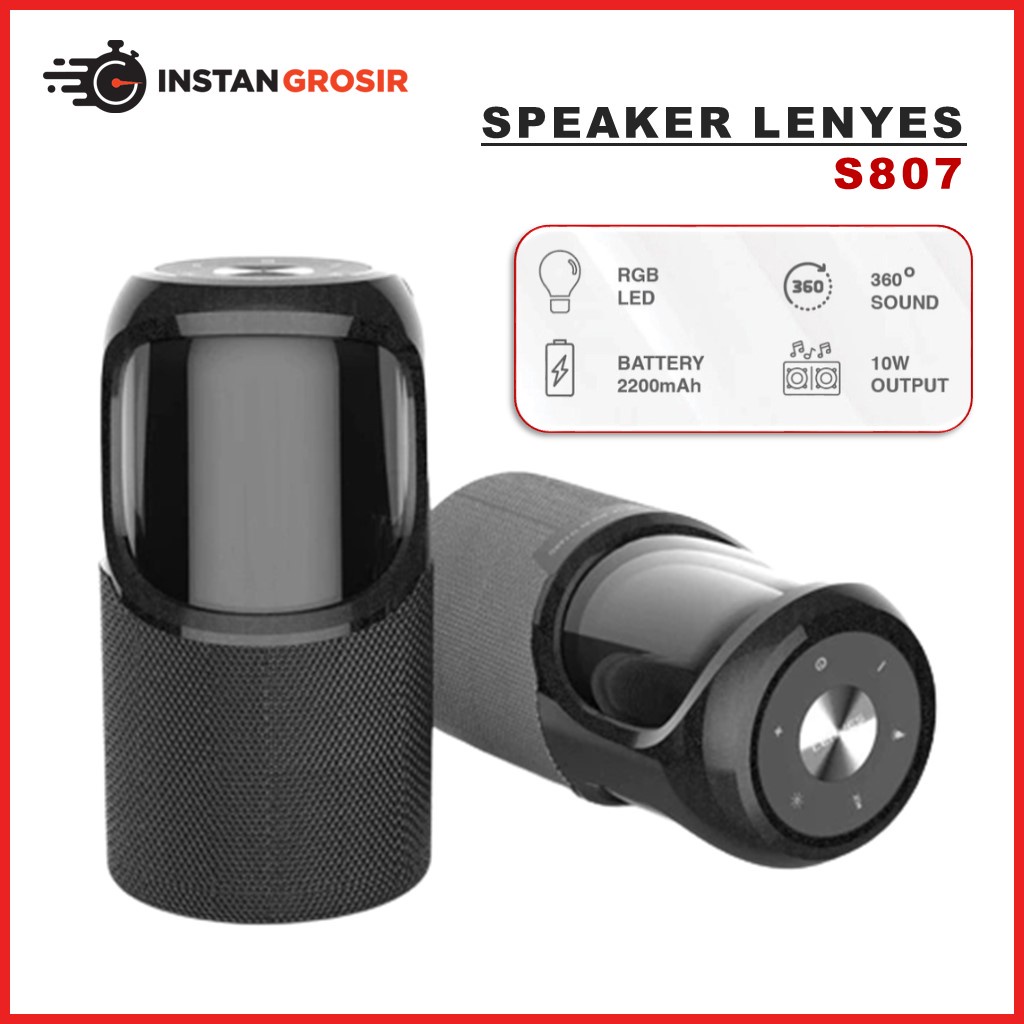 Speaker Bluetooth Lenyes S807 S-807 Bass Original RGB Waterproof IPX6 hifi portable stereo speaker g
