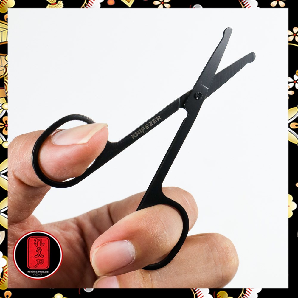 KNIFEZER Gunting Cukur Bulu Hidung Nose Hair Scissor Stainless Steel - FS124 - Black