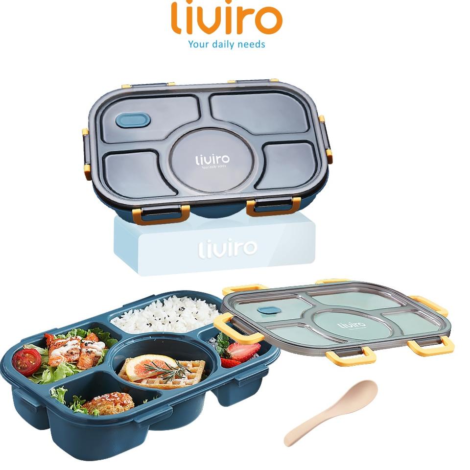 CHEKOUT liviro Kotak Makan Lunchbox Tempat Makan Degen 5 Grid 1400 ml itas Besar Anti Tumpah Gratis 