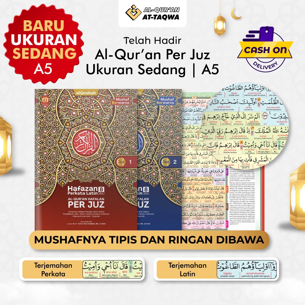 Mushaf Alquran Per Juz 30 Buku Perkata Latin Ukuran A5 dan Terjemahan