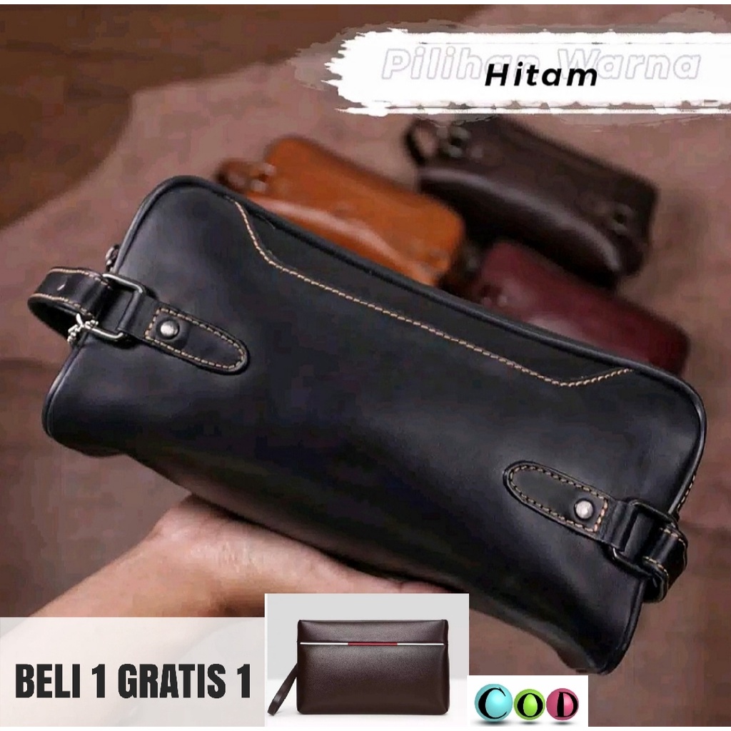 #IDH FASHION# BUY 1 GET 1!! Tas cluth handbag pria ELEGANT!! Pu Leather Terbaik dan termurah!!