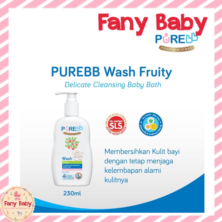 PURE BB WASH 2IN1 FRUITY &amp; FRESHY 230ML / SABUN &amp; SHAMPOO BAYI
