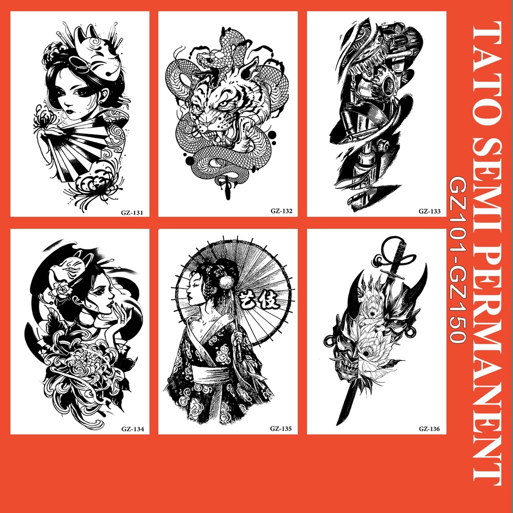 IF - Stiker tato temporer semi permanen tahan lama anti air 11x18 GZ 101-150