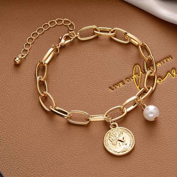 gelang set 2pcs double layer pearl chain bracelet (1H2) jge099