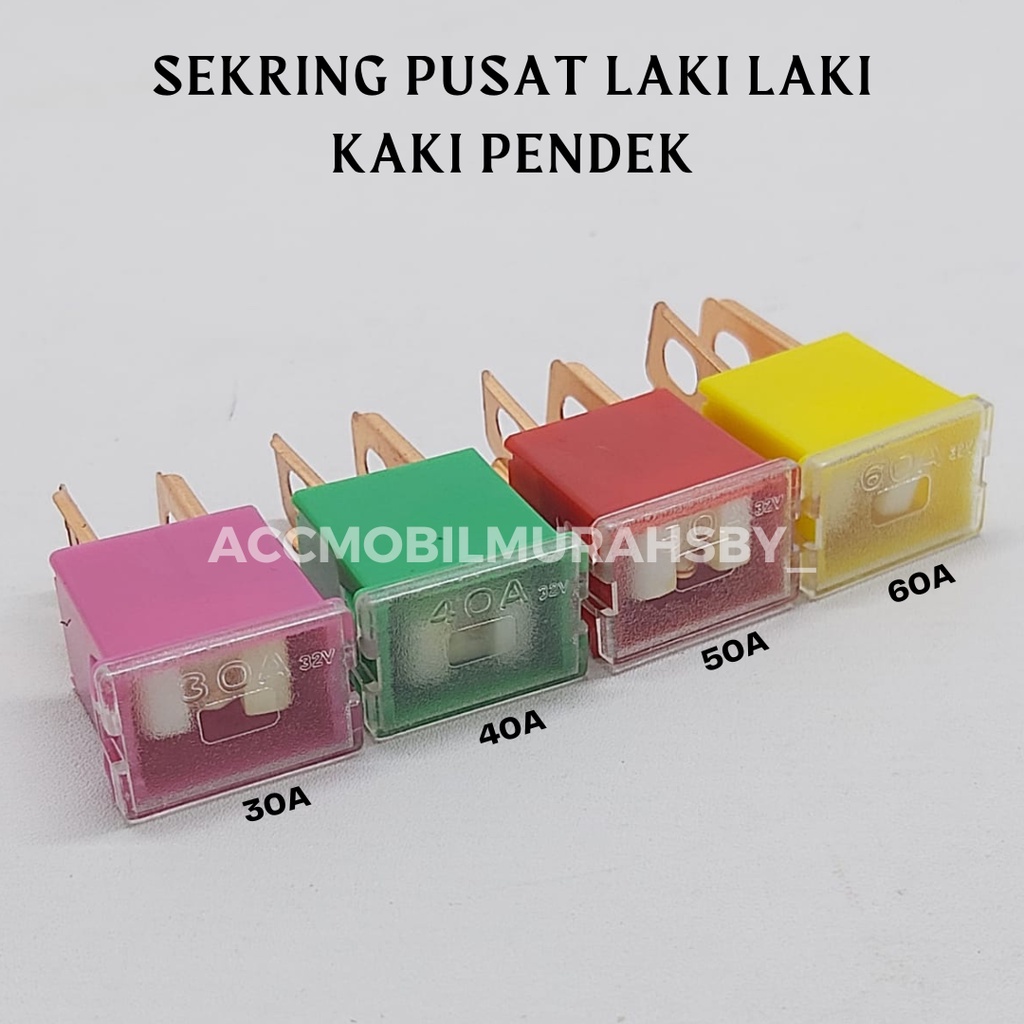 Fuse sekring pusat cowok/sekring utama laki kaki pendek 30A-120A sekring mobil motor sekring pusat kaki pendek