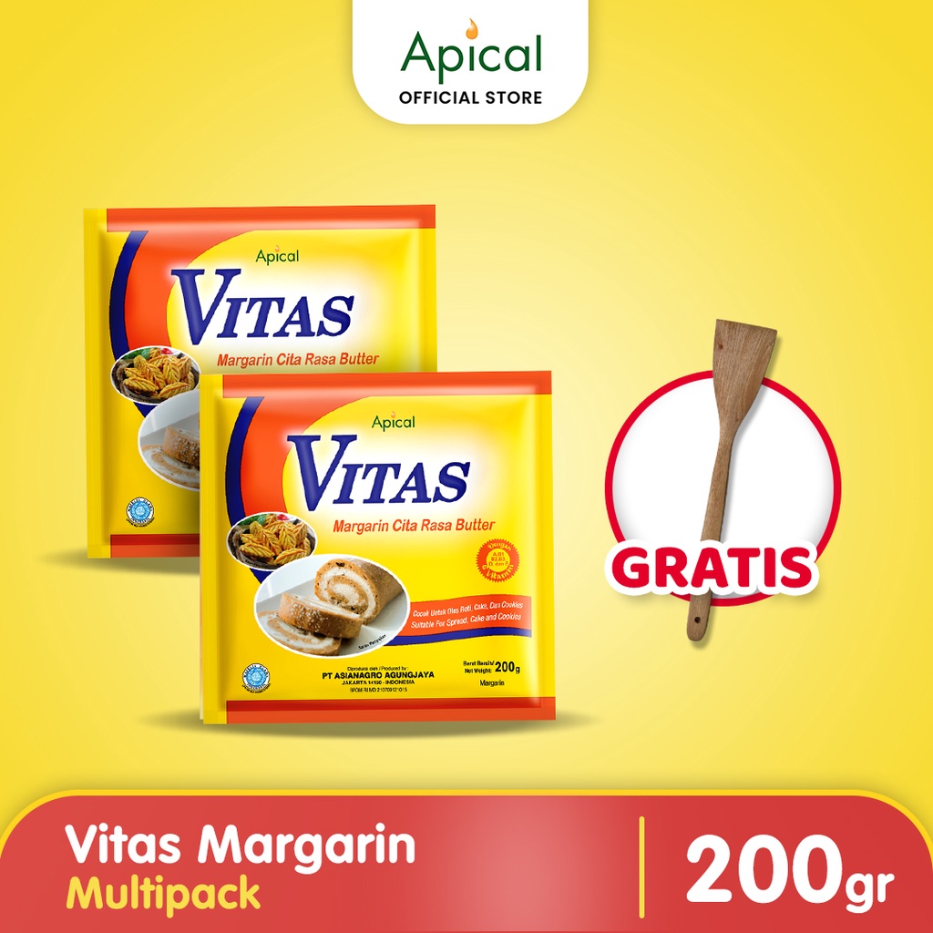 Vitas Margarin 200gr Multipack (Gratis Spatula Kayu)