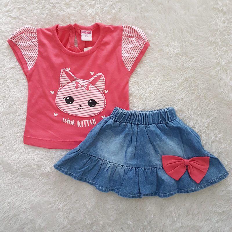 Baju Bayi Setelan Jeans Kaos stripe set