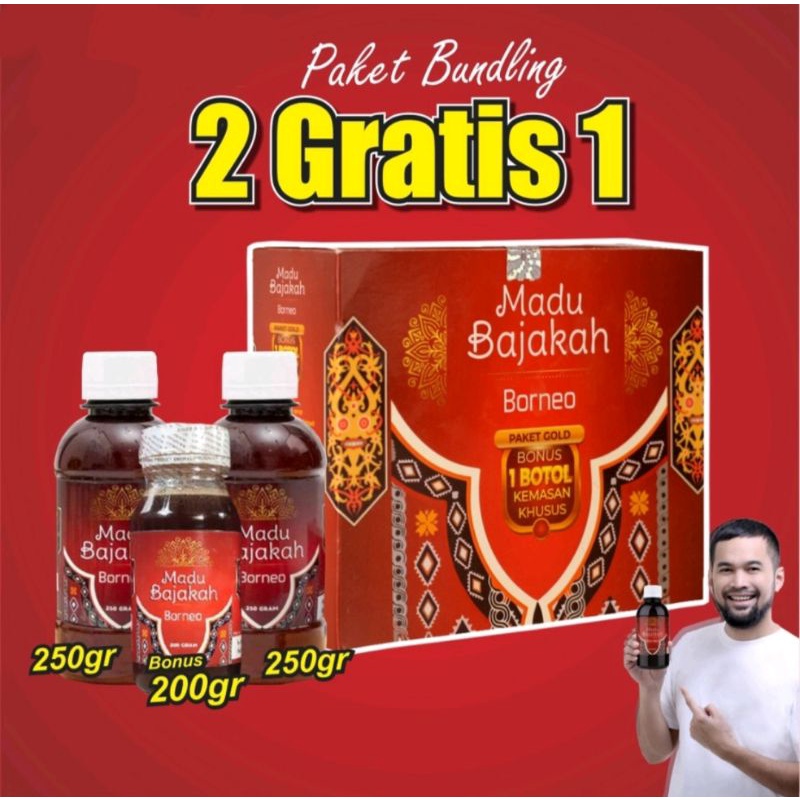 

Madu Bajakah Borneo Kemasan Gold | 2botol 250gr 1botol 200gr