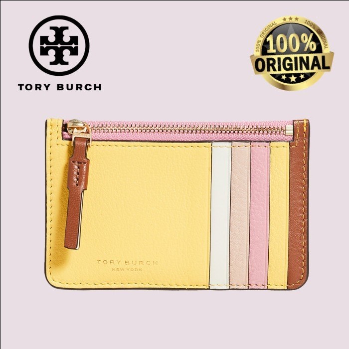 

Terlaris Tory Burch Perry Card Holder Wallet Zip Colorblock In Yellow Pattern