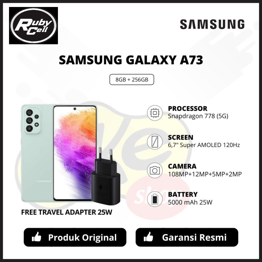 samsung a73 5G 8/256 baru garansi resmi