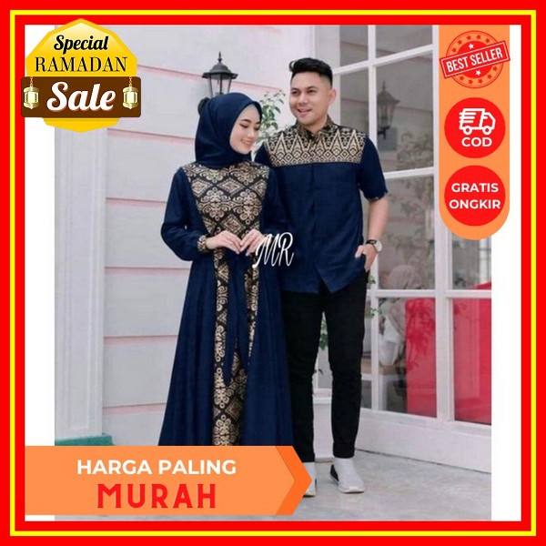 [Bisa Cod]Baju Gamis Couple Muslim Sarimbit Pasangan Nibras Carina Burgundy Gamis Promo Terbaru 2021