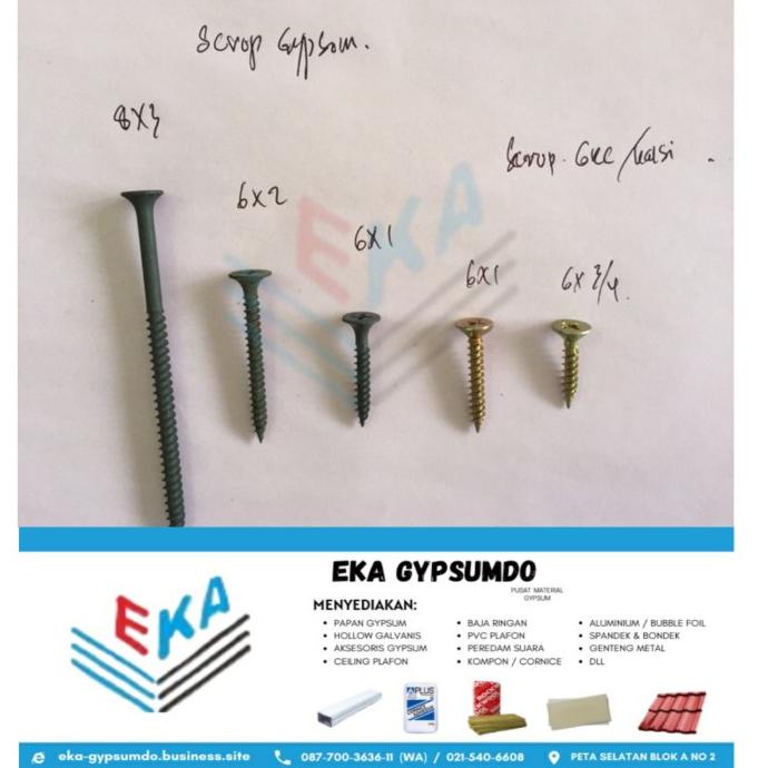 Sekrup Gypsum 6x2 / Scrup Gypsum 6x2 / Sekrup 5cm / Skrup Gypsum 6x2