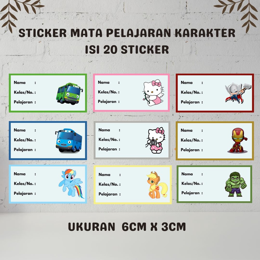 

Sticker Mata Pelajaran Karakter isi 20 / Label Mata Pelajaran
