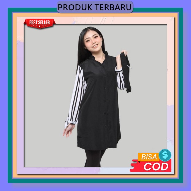 R.A - Shella Tunik Polos Basic Wanita Muslim Cringkle Airflow Ootd Casual Daily L Kondangan Premium 