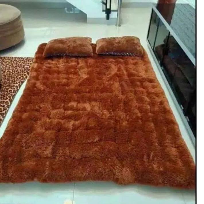 ➽ kasur menul Lantai gender kasur  Bulu karpet empuk karpet bulu rasfur surpet sudah sama 2 bantal ◊