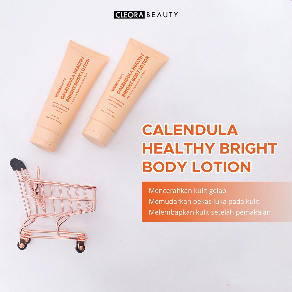 Cleora Twinpack Calendula Healthy Bright Body Lotion Special Bundle 2pcs - Handbody Wanita Pria With Niacinamide Pelembab Brightening Skincare Pemutih Badan