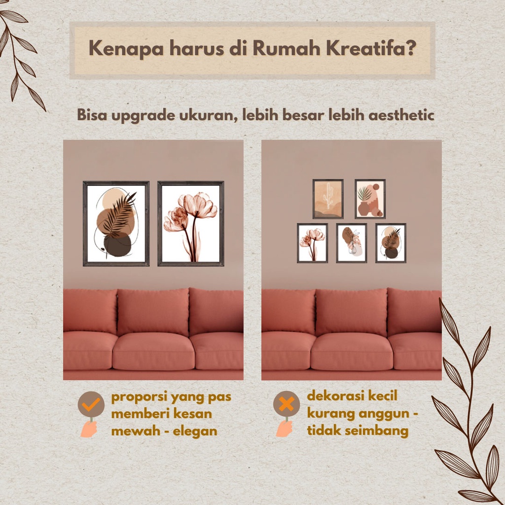 Hiasan Dinding Ruang Tamu Aesthetic Abstrak Lukisan Bunga Vintage Poster Jumbo