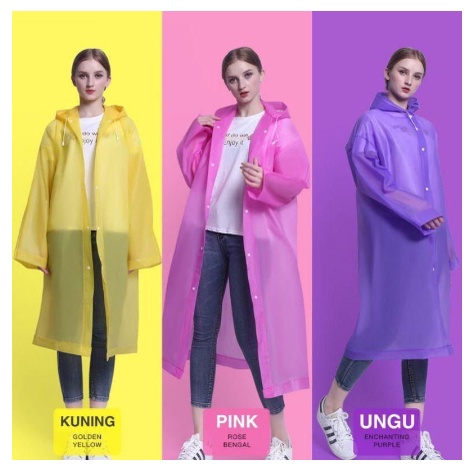 Jas Hujan Korea Fashionable Import Termurah &amp; Berkualitas Reusable EVA