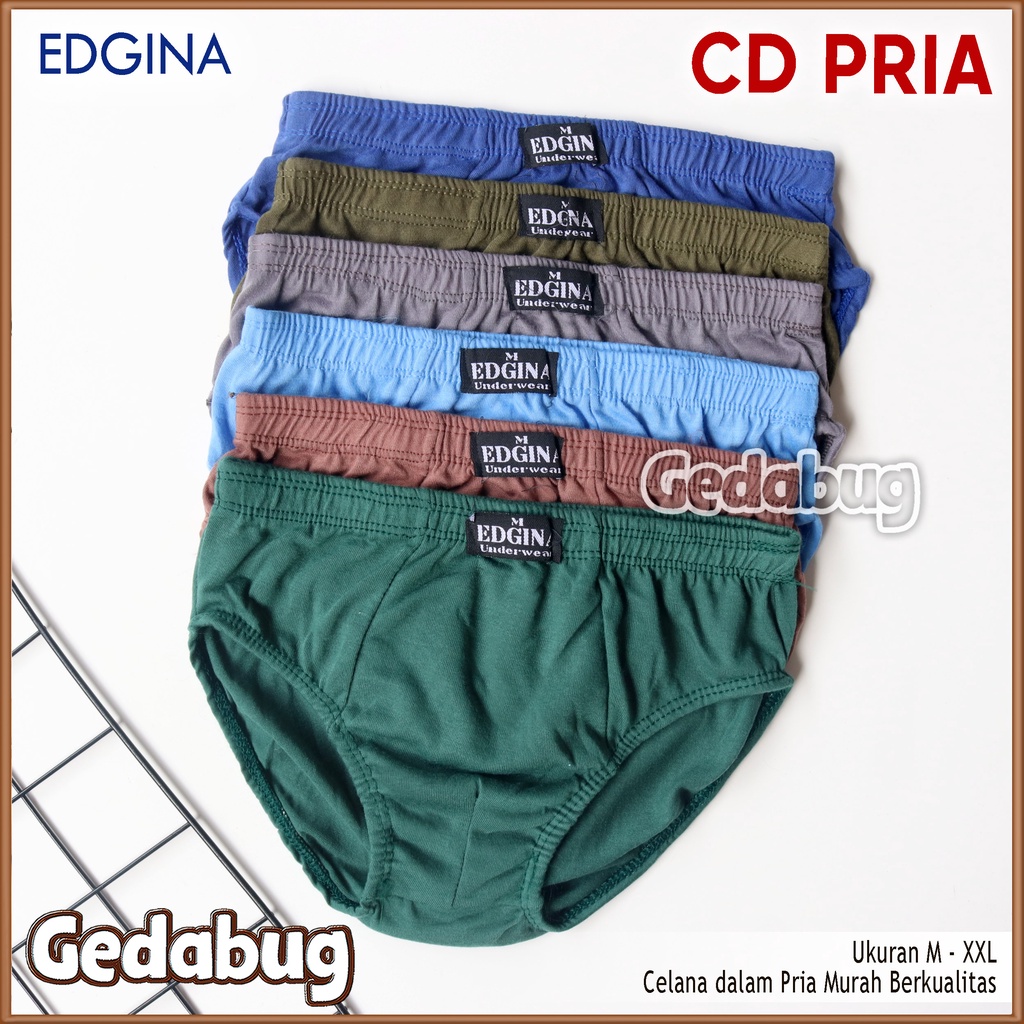 6 Pcs - CD Pria EDGINA | Celana dalam pria karet kerut Berkualitas | Gedabug