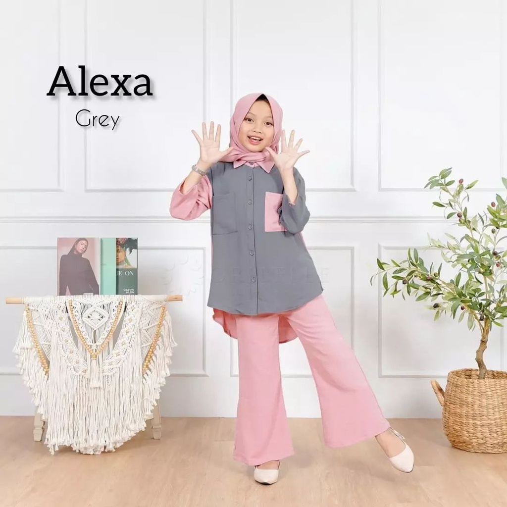 Baju Setelan Anak Perempuan Tanggung Muslimah Kekinian 2023 Anak Perempuan Tanggung Terbara Lebaran 2023 Alexa Set Hijab Busana Muslim Anak Cewek Kekinian  Pakaian Set Muslim