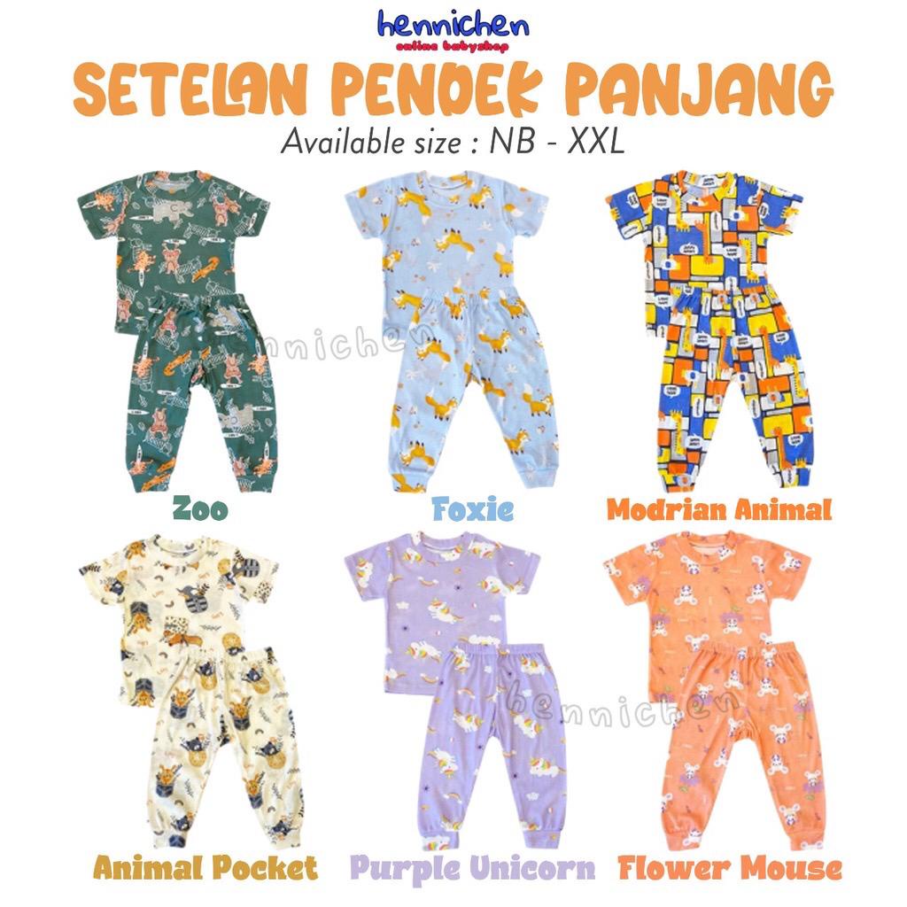 Libby Setelan Oblong NB-XXL Setelan Tipis Pendek Panjang Happy Farm Boy Girl Series Super Lembut