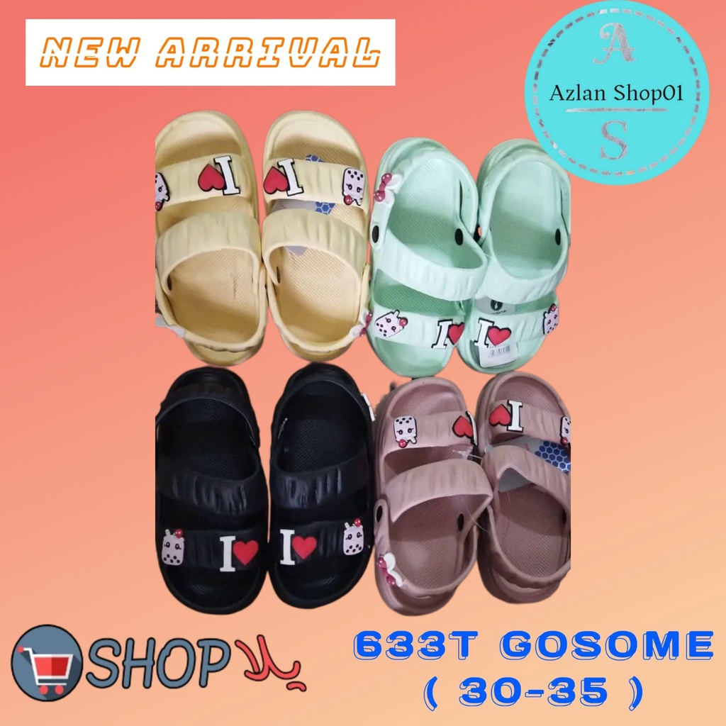 Sandal anak double strap 633T ( 30-35 ) Gosome Sandal selop ban 2 tali belakang Terbaru