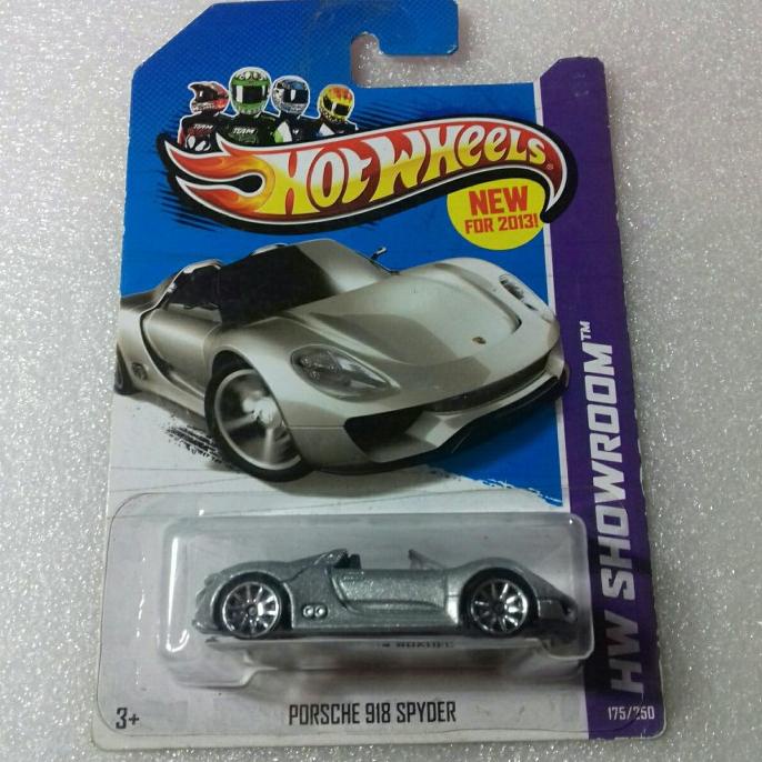 HOT WHEELS PORSCHE 918 SPYDER. CARD HW SHOWROOM 2013. SILVER. ANTIK.