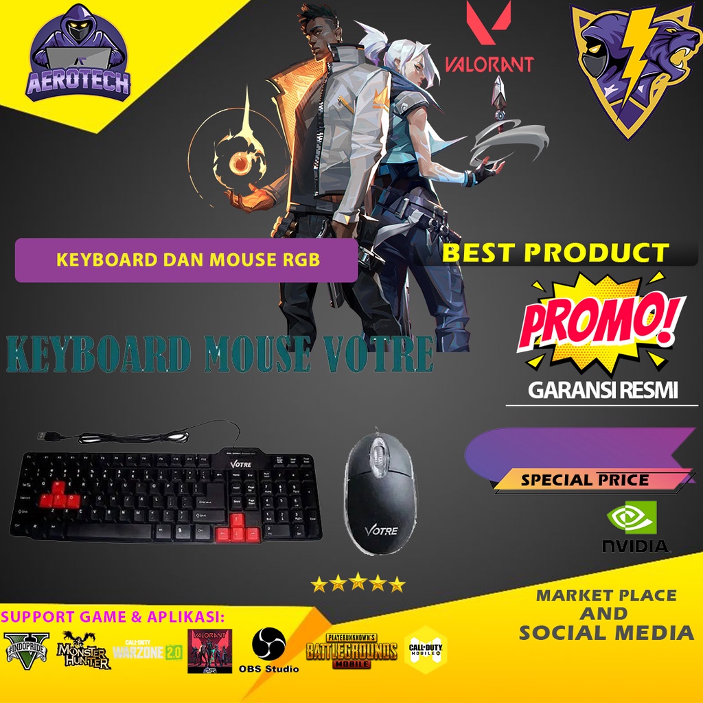 Keyboard Dan Mouse Black Panther/ Keyboard Mouse RGB Banyak Varian Termurah